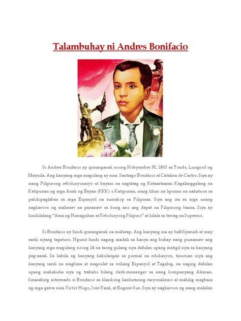 ang talambuhay ni andres bonifacio|Talambuhay ni Andres Bonifacio: Ang Ama ng Rebolusyong Pilipino.